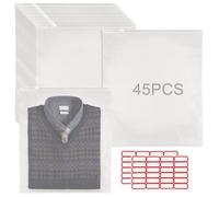 45 Pièces Sac de Pochette Rangement Voyage Kit,40x35cm Sachet Plastique Transparent Zip, Étanche Dépoli Sac Vetement Voyage, pour Chaussures, Vêtements, Sous-Vêtements