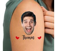 45 Pièces Tatouage Ephemere Personnalisés, 4cmX4cm Photo Personnalisé Tatouages Temporaires Personnalisés avec Visage Photo Logo Autocollants Papier Transfert Tatouage Mariage Fête Anniversaire