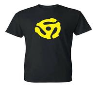 45 RPM Vinyl Record Adapter Music T-Shirt Black Mens Tee Unisex Shirt M