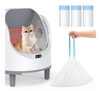 45 Sachets pour Litière, Sacs à Cordon Extra Solides et Épais pour Litières Automatiques Autonettoyantes, Sachets Étanches et Résistants à la Déchirure, 15 Sachets/Rouleau, 39 x 65 cm