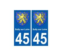 45 Sully-sur-Loire blason ville autocollant plaque stickers - Angles : droits