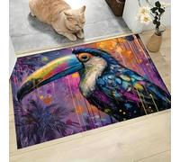 45 x 75 cm, paillasson d'entrée intérieur et extérieur, Tapis Style Graffiti Forêt Tropicale des Toucans, Tapis de Sol résistant à la décoloration, Profil Bas, Facile à Nettoyer Violet