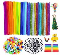 450 PCS Chenille,Noël Chenille,DIY Chenille,Chenille Pompon,Tiges de chenilles,Yeux a coller,Pompons Rouges,Pompons Moelleux Rouge,Pipe marron,Balle Pompon,Cure pipes chenilles (B), Convient aux 15+