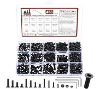 450 Pcs M3 M4 M5 Vis à Tête Fraisée à Torx, Vis Boulons et Écrous Kit, Boulons vis à Torx, vis boulons à Tête Plate Torx avec Ecrous Assortiment Kit pour Réparation, Noires, avec Clé