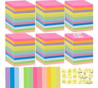 4500 Feuilles Super Sticky Notes, 60 Pack Notes Sticky Notes de 12 Couleurs Vive, 76 mm x 76 mm, 75 Feuilles par Bloc,Notes Super Adhésives Pour l'école, la maison, le bureau, les rappels, la liste