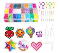 4500 Perles a Repasser, 5mm Kit de Perle A Repasser 24 Couleurs Perle à Repasser avec Bricolage Plaque Accessoires, Boîte Idées D'Artisanat Pour Garçon Filles