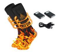4500mAh Chaussettes chauffantes pour Homme et Femme,Chaussettes Chauffantes électriques Rechargeables,3 Niveaux de température Lavables Chaussettes Chauffantes,Chauffe-Pieds d'hiver (Noir-Gris, L)