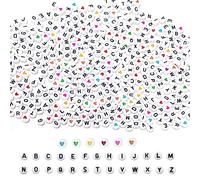 450pcs KIT - 12 par Lettre, 352 Perles Lettres Acrylique Alphabet Plate avec 100 Perles de Cœur pour DIY la Fabrication de Bijoux, Bracelets Colliers Bagues Artisanat (noir)