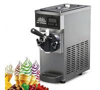 450W Single Flavor Commercial Ice Cream Maker,Machine À Glace Soft Commerciële,Machine À Glace De Table Pour Maison,Panneau LCD,Nettoyage Automatique,Pour Restaurants Et Boutiques,Desserts(Gray)