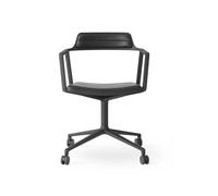 452 Chaise Pivotante M. Wheels Cuir Noir