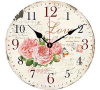 452 Ronde Cuisine Horloge Fleur D'Époque Horloge Vintage Pendule Murale Silencieuse Horloge Murale pour Hôtel Bar Cuisine