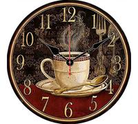 452 Ronde Pendule Murale Café Cuisine Horloge sans Tic-Tac Horloge Vintage Horloge Murale pour Maison Cuisine Salon