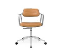 453 Pivotant+ Chaise Pivotante à Roulettes Aluminium/ Cuir Camel