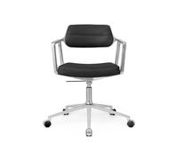 453 Pivotant+ Chaise Pivotante à Roulettes Aluminium/ Cuir Noir