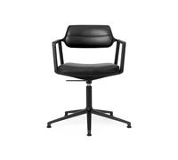 453 Pivotant+ Chaise Pivotante avec Glissières de Sol Noir/ Cuir Noir
