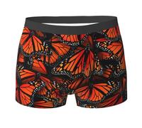 456 Les Papillons Monarques. Imprimer Homme Boxer Shorts Classique Caleçon Boxeur Doux sous-Vêtements Élastique Boxer Caleçons S