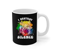 456 Mugs Batterie I Destroy Silence Musique Personnalisable Tasse En Céramique Café Aquarelle Tasses De Petit Déjeuner Pour Fête Des Mères Maman Collègue 330Ml