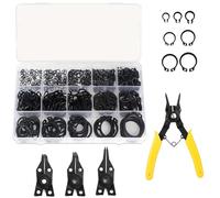 456pcs Kit De Bague Instantanée Externe à Oxyde Noir M3 M25 Clip Retenue Des Bagues Avec Pinces Pour Les Arbres, Roulements, Pièces Automobiles