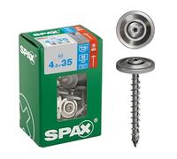 4587000450357 Lot de 60 vis étanches 4,5 x 35 mm, filetage complet, tête fraisée bombée, T-STAR plus T20, 4CUT, en acier inoxydable A2, disque d'étanchéité 15 mm