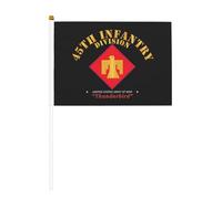45e division d'infanterie - Drapeau Thunderbird en guerre, drapeau à main double face, 14 x 21 cm