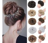 45G Postiche Chignon Postiche Queue de Cheval Chouchou Chignon Epaisseur Epais Cheveux Synthétique Effet Naturel, Brun Clair & Brun Café