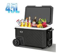45L Glacière Électrique Voiture, Réfrigérateur Portable, Double Zone, 2 Sorties d'Air, Type C, 12V/240V, -20°C-20°C, Noir