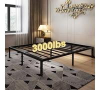 45MinST Cadre de lit avec plateforme de 35,6 cm, matelas facile à monter, lattes en acier jusqu'à 1360 kg, silencieux, sans ressorts, lit king size