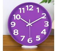 45MinST Horloge murale moderne violette de 30,5 cm, silencieuse, sans tic-tac, grands chiffres, heure précise, touche décorative parfaite pour la maison ou le bureau (violet)