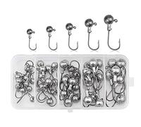 45Pcs Têtes Plombées Crochets Kit,Crochets de Pêche en Têtes Plomb Brochet Têtes Plombées Crochets avec Gabarit Matériel de Pêche Poissons Têtes,pour Pêche Leurres Souples 2g 3.5g 5g 7g 10g
