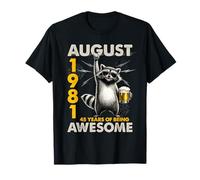 45th Birthday Raccoon Beer August 1981 Vintage 45 Years Old T-Shirt