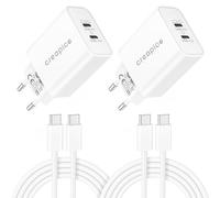 45W 2-Port Chargeur Rapide USB C pour iPhone 17 Pro Max Air, iPhone 16 16e 15 Pro Max Plus, iPad 10/11/A16 Generation, 40W USBC Chargeur PD Adaptateur Prise Charge Rapide + 2M Type C Câble 2-Pack
