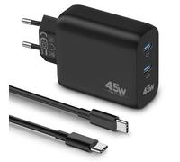 45W 2-Port Rapide USB C Chargeur pour Samsung Galaxy S26 Ultra Plus S25 S24 S23 S22 S21 FE 5G S20 S10, A55 A54 A53 A52 A25 A15, Z Fold 5/4, Note 20/10, Prise USBC Adapteur Secteur et Type C Câble 2M