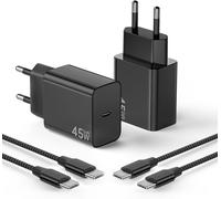 45w Charger For Samsung S25 Ultra, 2 Pack Usb C Fast Charger With Braided Cable 2 M 100 W Compatible With Samsang Galaxy S25/S24/S23 Ultra, For Iphone 15/16, Pad, Macbok(Black)