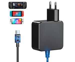 45W Chargeur pour Switch/Steam Deck/Switch Lite/OLED, 45W/39W 2H Chargeur Rapide Adaptateur 15V/2.6A,20V/2.25A Chargeur pour Switch/Lite/Steam Deck avec 5.9ft/1.8m câble - Support TV Mode