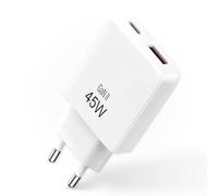 45W Chargeur Rapide Compact USB C et USB A - Chargeur pour iPhone 17 - Dernière Technologie GaN 2026 - Prise Secteur pour iPhone, Samsung et Ordinateurs Portables -Coloris Blanc