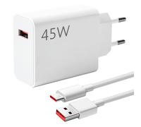 45W Chargeur Rapide pour Xiaomi Note 13 12 11 10 Pro, Adaptateur Rapide Charge Turbo avec Câble 6A USB C 1m Compatible avec Xiaomi Pad 6 5, Redmi Note 14 Pro 13x Poco M6 X5 M5s M4 X3 F3 Mi 11 10T