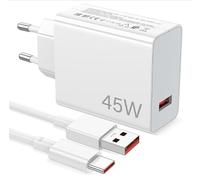 45W Chargeur Rapide pour Xiaomi Redmi Note 14 Pro 5G/13 12 11 10 A5 A3, Poco X7 X5 X4 X3 F7 F5 M7 M6 Charge Turbo pour Xiaomi 13 Lite 13T 12T 12 11T 10T avec 6A Câble USB C 1M