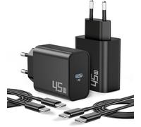 45W Chargeur Rapide USB C pour Samsung Galaxy S25 Ultra S24 S23 S22 S21 5G FE A55 A54 A53 A35 A25 A15, Note 20 10, Tab S10 S9, USBC PD Adaptateur Secteur Prise Charge Rapide + 2M Type C Câble 2-Pack
