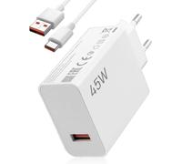 45W Chargeur Rapide Usb Pour Avec 2M Câble Pour Chargeur Turbo Pour Xiaomi Pad 6 5 Redmi Note 14 13 12S 12 Poco Pad M6 Mi 10T Pro Lite5G/11S/11/A3/10/10 Pro/9/9 Pro Poco, Charge Rapide Usb (45W)