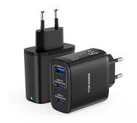 45W Chargeur USB C 2-Pack, 3 Port Chargeur Rapide pour Samsung Galaxy S24/S23/S22/S21 Ultra/S20/S20+/Note 20/10/9/8, Multi USB C Chargeur Rapide pour iPhone 16 15 14 13 Pro Max, Noir