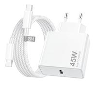45W Chargeur USB C Charge Rapide pour iPhone 18/17/17 Pro/17 Pro Max/Air/16 Plus/16e/15,iPad Pro/Air/Mini, Adaptateur Secteur Prise USB C Chargeur Type C Charge Rapide Fast Charger avec 2M Câble USB C