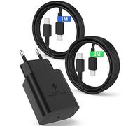 45W Chargeur USB C Charge Rapide pour Samsung Galaxy S24 Ultra/S25/S23/S22/S21,USB-C Fast Chargeur avec 1m+2m Type C Câble,Prise Secteur USBC Adapteur pour Note20/10/9/8/A73/A53/A52/S10/S9, iPhone 16