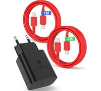 45W Chargeur USB C Charge Rapide pour Samsung Galaxy S24 Ultra/S25/S23/S22/S21,USB-C Fast Chargeur avec 1m+2m Type C Câble,Prise Secteur USBC Adapteur pour Note20/10/9/8/A73/A53, iPhone 16-Rouge