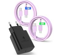 45W Chargeur USB C Charge Rapide pour Samsung Galaxy S24 Ultra/S25/S23/S22/S21,USB-C Fast Chargeur avec 1m+2m Type C Câble,Prise Secteur USBC Adapteur pour Note20/10/9/8/A73/A53, iPhone 16-Violet