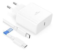 45W Chargeur USB C Charge Rapide pour Samsung Galaxy S25 S24 Ultra S24+ S23 S22 S21 S20 Note A15 A13 A53,Chargeur Ultra Rapide Galaxy Prise Char-geur Type C Adaptateur Secteur USB C avec 2M Câble Blan