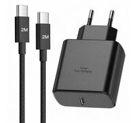 45W Chargeur USB C Rapide avec Nylon 2M Cable USB C pour Samsung Galaxy S26 Ultra/S26+/S26/S25/S24/S23/ S22 /A16/A15/A14/A54/A53, pour Samsung Charge Rapide USBC Prise Chargeur Adaptateur Secteur