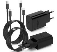 45W Chargeur USB C Samsung Charge Rapide avec Type C Câbles de 1M+2M USB C Câble pour Samsung Galaxy S25/S24/S23/ Apple iPhone 17 Pro Max/17 Air/16 Plus/15/iPad/Mini, USB C Prise Adaptateur Secteur