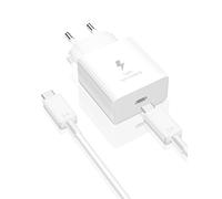45W Chargeur USB C Secteur Charge Rapide pour Samsung Galaxy A17 A16 A56 A36 A26 A55 A35 S25 Edge S24 S23 S22 S21 S20 Ultra S10 S9 S8 A06 Z Fold7,Prise Secteur USBC Adapteur avec 1m Câble USB C Blanc