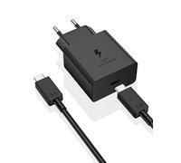 45W Chargeur USB C Secteur Charge Rapide pour Samsung Galaxy A17 A16 A56 A36 A26 A55 A35 S25 Edge S24 S23 S22 S21 S20 Ultra S10 S9 S8 A06 Z Fold7,Prise Secteur USBC Adapteur avec 1m Câble USB C Noir