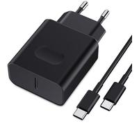 45W Chargeur USB C Secteur Charge Rapide pour Samsung Galaxy S25/S24/S23/S22/S21 Ultra/S20/S20+/Note 20/10/9/8/A73/A53/A52/S10/S9 et 2M Câble, Nanaisse Adaptateur Type C Mural Alimentation Prise Noir